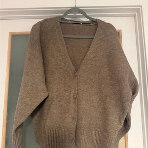 Zara Brown V-Neck Button Cardigan